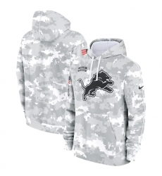 Youth Detroit Lions 2024 White Gray Salute To Service Pullover Hoodie