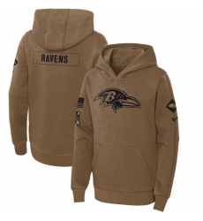 Youth Baltimore Ravens 2023 Brown Salute To Service Pullover Hoodie