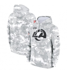 Youth Los Angeles Rams 2024 White Gray Salute To Service Pullover Hoodie