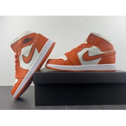 Air Jordan 1 Mid SE port Spice Orange High Cut Men Shoes