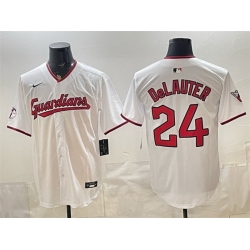 Men Cleveland Guardians  24 Chase DeLauter White Home Limited Stitched Baseball Jersey 593