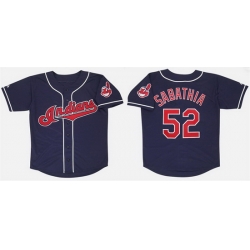 Men Cleveland Guardians  52 CC Sabathia Navy Stitched Baseball Jersey