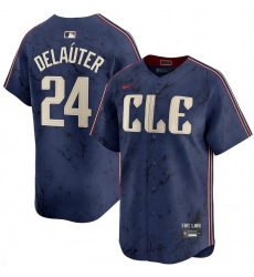 Men Cleveland Guardians Chase DeLauter 24 Navy Elite 2024 City Connect Jersey