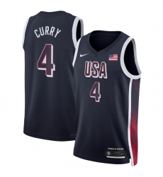 Men USA Basketball 4 Stephen Curry Navy 2024 Swingman Stitched Jersey