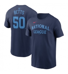 Men National League 50 Mookie Betts Navy 2024 All Star Name  26 Number T Shirt