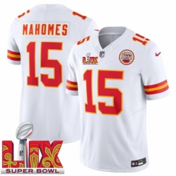 Men Kansas City Chiefs Patrick Mahomes #15 White 2024 2025 Super Bowl LIX F U S E Stitched Jersey