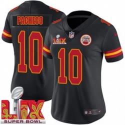 Women Kansas City Chiefs Isiah Pacheco #10 Black 2024 2025 Super Bowl LIX F U S E Stitched Jersey