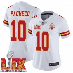 Women Kansas City Chiefs Isiah Pacheco #10 White 2024 2025 Super Bowl LIX F U S E Stitched Jersey