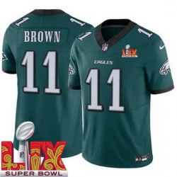 Men Philadelphia Eagles A.J. Brown #11 Green 2024 2025 Super Bowl LIX F U S E Stitched NFL Jersey