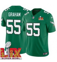 Men Philadelphia Eagles Brandon Graham #55 Kelly Green 2024 2025 Super Bowl LIX F U S E Stitched NFL Jersey