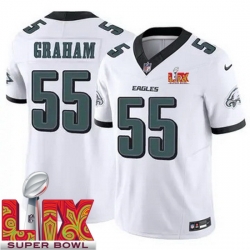 Men Philadelphia Eagles Brandon Graham #55 White 2024 2025 Super Bowl LIX F U S E Stitched NFL Jersey