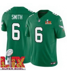 Men Philadelphia Eagles DeVonta Smith #6 Kelly Green 2024 2025 Super Bowl LIX F U S E Stitched NFL Jersey