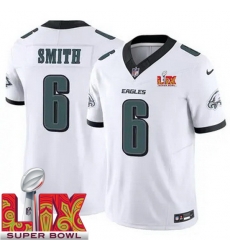 Men Philadelphia Eagles DeVonta Smith #6 White 2024 2025 Super Bowl LIX F U S E Stitched NFL Jersey