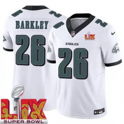 Men Philadelphia Eagles Saquon Barkley #26 White 2024 2025 Super Bowl LIX F U S E Stitched NFL Jersey