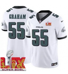 Youth Philadelphia Eagles Brandon Graham #55 White 2024 2025 Super Bowl LIX F U S E Stitched NFL Jersey