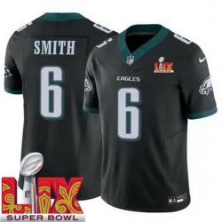 Youth Philadelphia Eagles DeVonta Smith #6 Black 2024 2025 Super Bowl LIX F U S E Stitched NFL Jersey