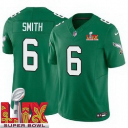 Youth Philadelphia Eagles DeVonta Smith #6 Kelly Green 2024 2025 Super Bowl LIX F U S E Stitched NFL Jersey