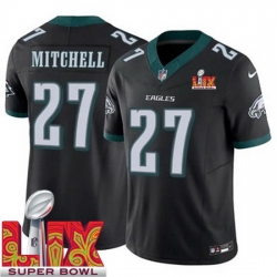 Youth Philadelphia Eagles Quinyon Mitchell #27 Black 2024 2025 Super Bowl LIX F U S E Stitched NFL Jersey