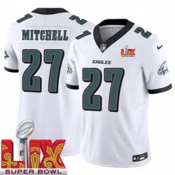 Youth Philadelphia Eagles Quinyon Mitchell #27 White 2024 2025 Super Bowl LIX F U S E Stitched NFL Jersey