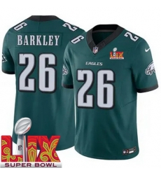 Youth Philadelphia Eagles Saquon Barkley #26 Green 2024 2025 Super Bowl LIX F U S E Stitched NFL Jersey