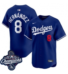 Men Los Angeles Dodgers #8 Enrique Hernandez Blue 2025 World Series Champions Patch Home Limited Stitched Baseball Jersey Men Los Angeles Dodgers #8 Enrique Hernandez Blue 2025 World Series Champions Patch Home Limited Stitched Baseball Jersey