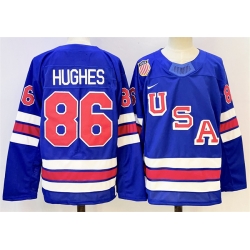 Men USA  86 Jack Hughes Royal 2025 2026 Stitched Jersey