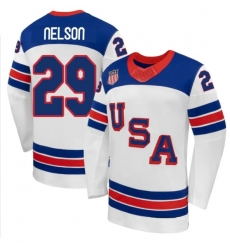 Men's USA 29 BROCK NELSON White 2026 Stitched Hockey Jerseys Men's USA 29 BROCK NELSON White 2026 Stitched Hockey Jerseys