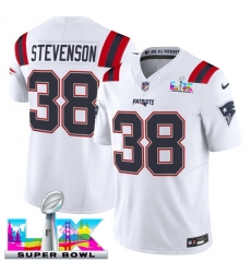 Men New England Patriots 38 Rhamondre Stevenson White 2025 F U S E Super Bowl LX Patch Vapor Limited Stitched Football Jersey Men New England Patriots 38 Rhamondre Stevenson White 2025 F U S E Super Bowl LX Patch Vapor Limited Stitched Football Jersey
