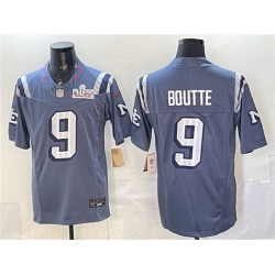 Men New England Patriots 9 Kayshon Boutte Storm Blue 2025 F U S E  Super Bowl LX Patch  Rivalries Vapor Limited Stitched Football Jersey