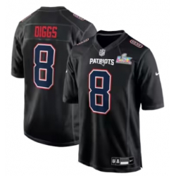 Stefon Diggs New England Patriots Nike Super Bowl LX Patch Carbon Fashion Game Jersey Black