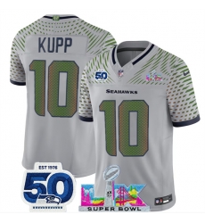 Women Seattle Seahawks 10 Cooper Kupp Grey 2025 F U S E Super Bowl LX Patch And 50th Season Patch Rivalries Vapor Limited Stitched Football Jersey Women Seattle Seahawks 10 Cooper Kupp Grey 2025 F U S E Super Bowl LX Patch And 50th Season Patch Rivalries Vapor Limited Stitched Football Jersey