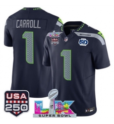 Youth Seattle Seahawks 1 Pete Carroll Navy 2025 F U S E Super Bowl LX Patch And 50th Season USA 250 Patch Vapor Limited Stitched Football Jersey Youth Seattle Seahawks 1 Pete Carroll Navy 2025 F U S E Super Bowl LX Patch And 50th Season USA 250 Patch Vapor Limited Stitched Football Jersey