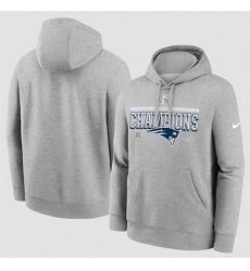 Men New England Patriots Heather Gray 2025 AFC Champions Locker Room Trophy Collection Hoodie