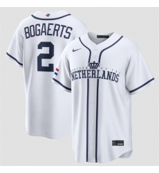 Men Netherlands Baseball  2 Xander Bogaerts White 2026 World Baseball Classic Home Stadium Stitched Jersey