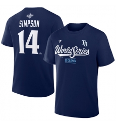 Men Tampa Bay Rays  14 Chandler Simpson Navy 2026 World Series Name   Number T Shirt
