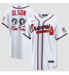 Men Atlanta Braves  28 Matt Olson White 2026 All Star Edition Stars   Stripes Stadium Pick A Player Stitched Baseball Jersey