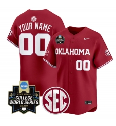 Men Oklahoma Sooners Active Player Custom Crimson SEC   2026 World Series Patch Vapor Premier Limited Stitched Jersey