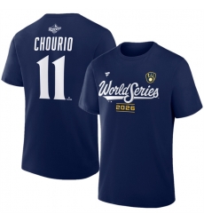 Men Milwaukee Brewers  11 Jackson Chourio Navy 2026 World Series Name   Number T Shirt